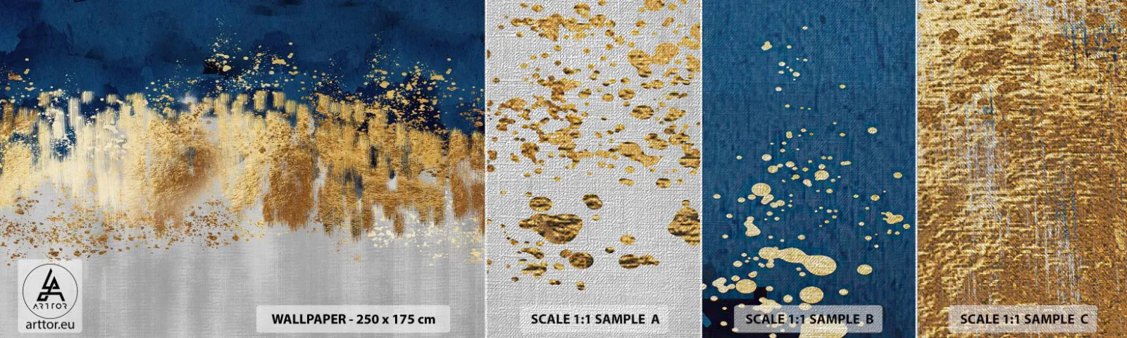 Photo Wallpaper Sample Premium Canvas - Modern Composition and Twinkle - Piece, Art Deco, Glamour - 100x30 cm