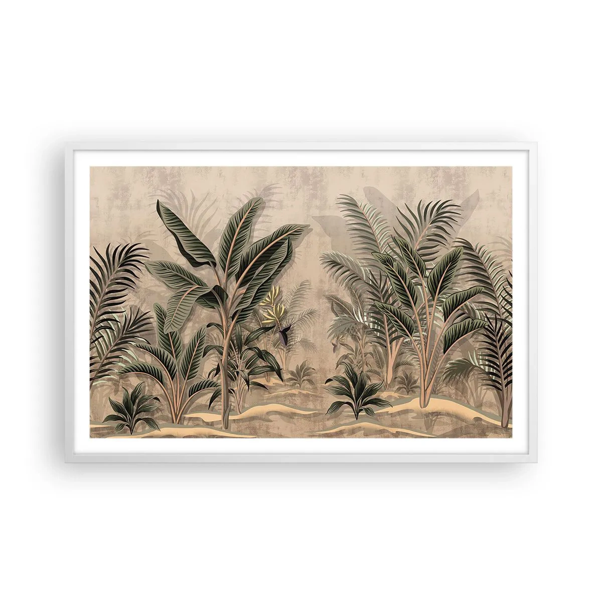 Poster in white frmae - Engraving in Colonial Style - 91x61 cm