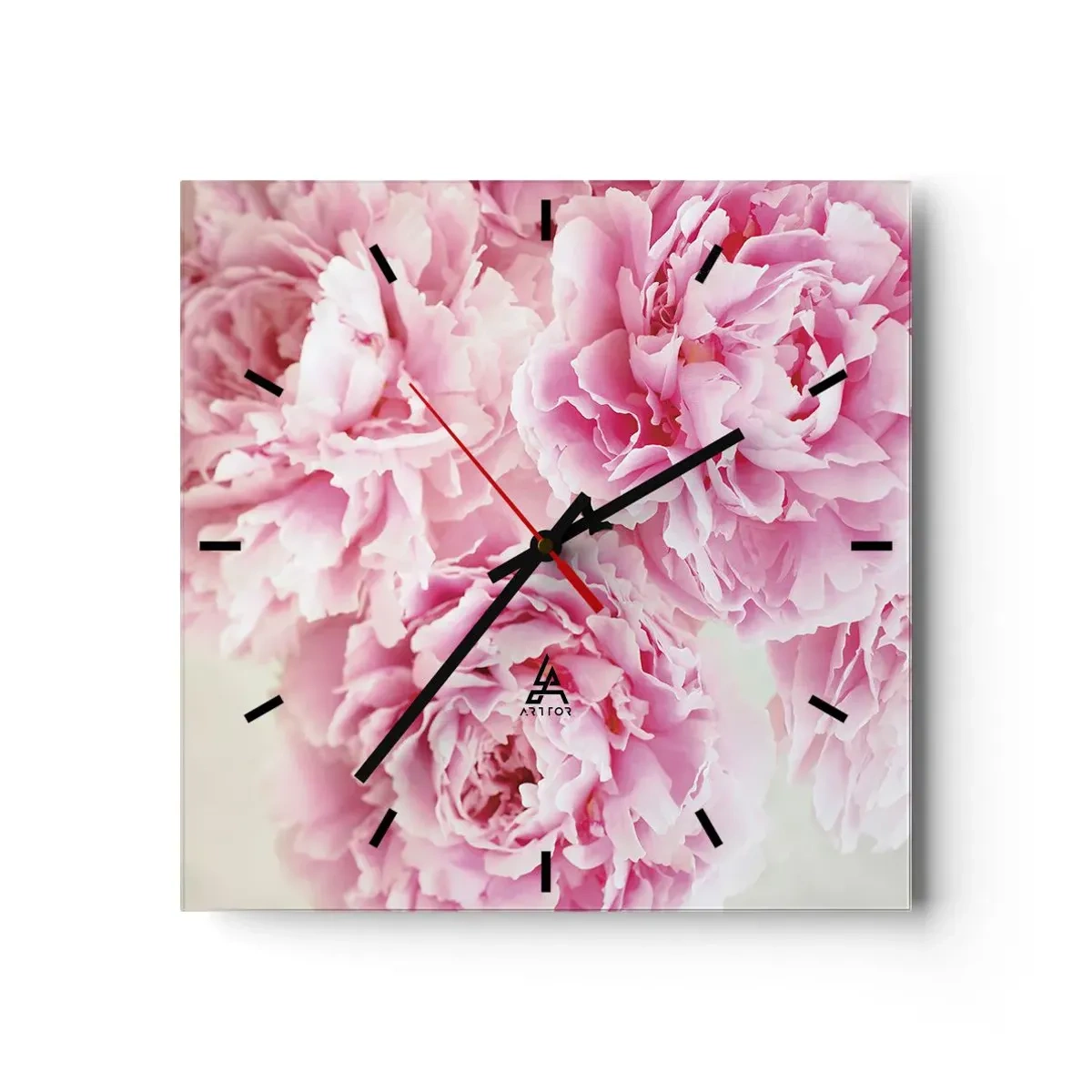 Wall clock - Clock on glass - In Pink Splendour - 30x30 cm