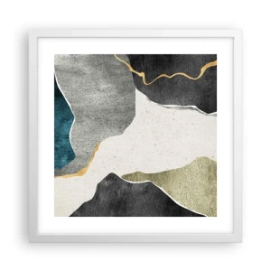 Poster in white frmae - Mosaic Composition with a Gold Thread - 40x40 cm