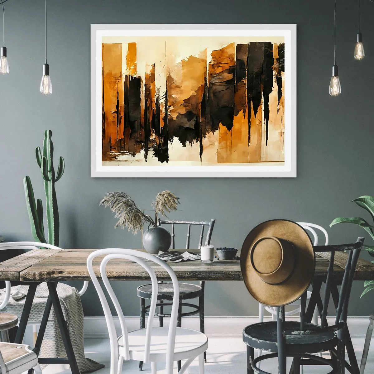 Poster in white frmae - Harmony of Black and Gold - 50x40 cm