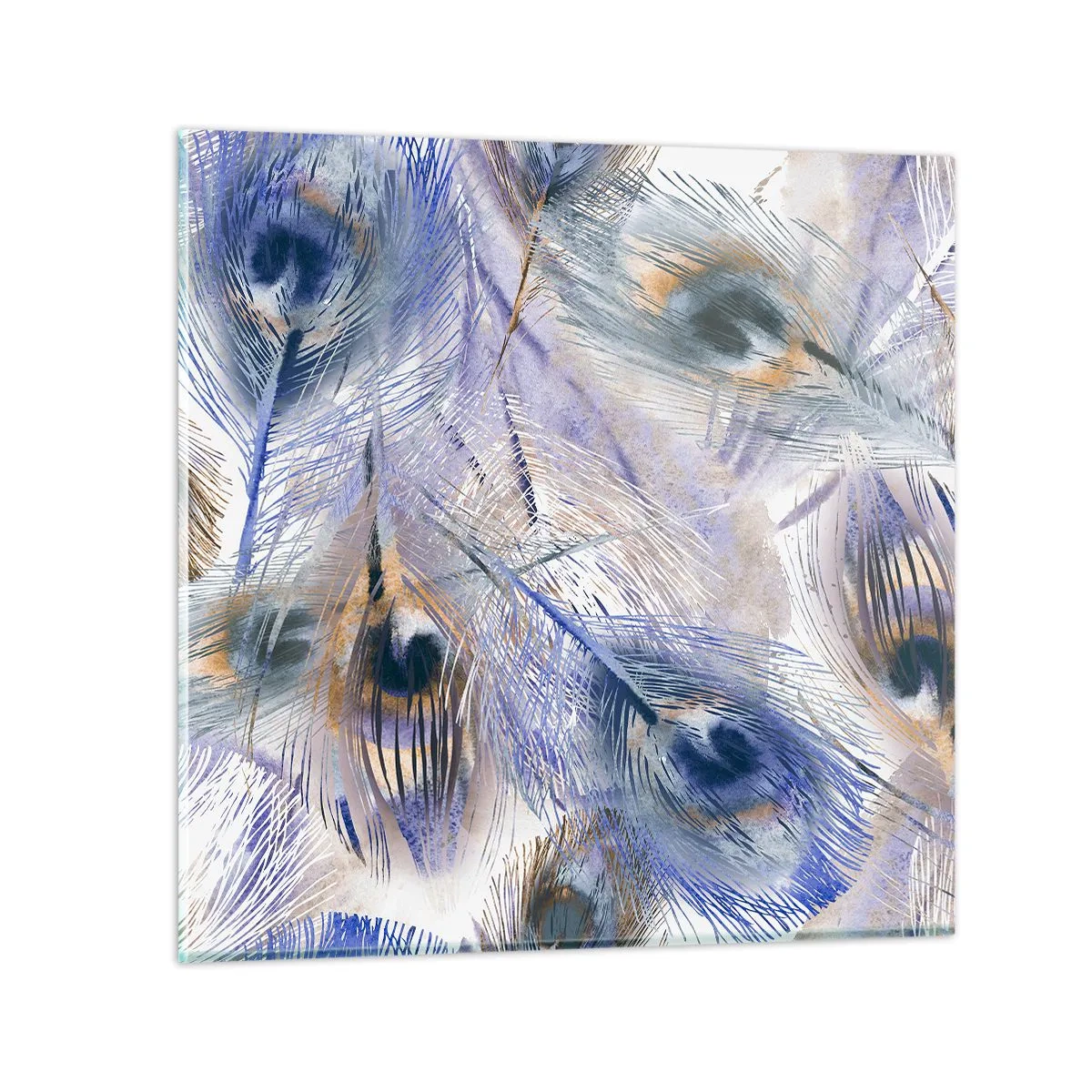 Glass picture - Peacock's Feather Composition - 50x50 cm