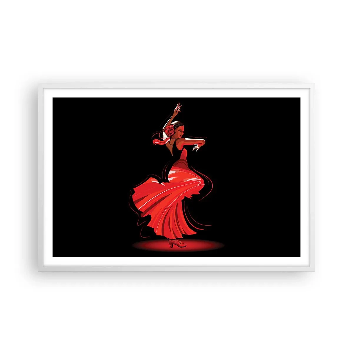 Poster in white frmae - Fiery Spirit of Flamenco - 91x61 cm