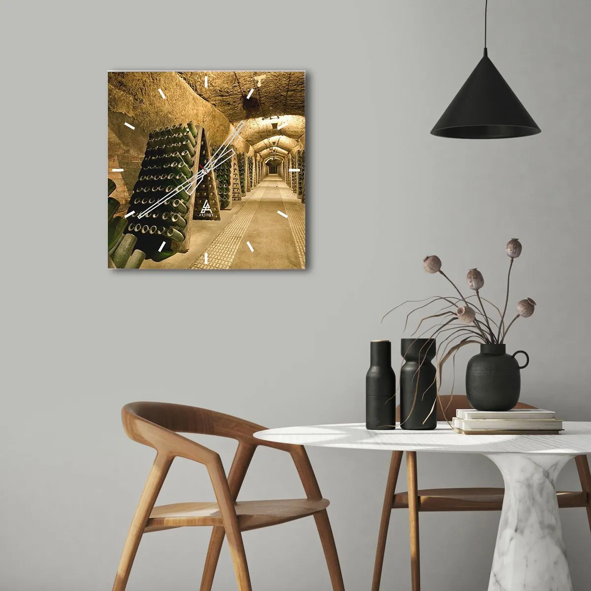 Wall clock - Clock on glass - Birth of Taste - 30x30 cm