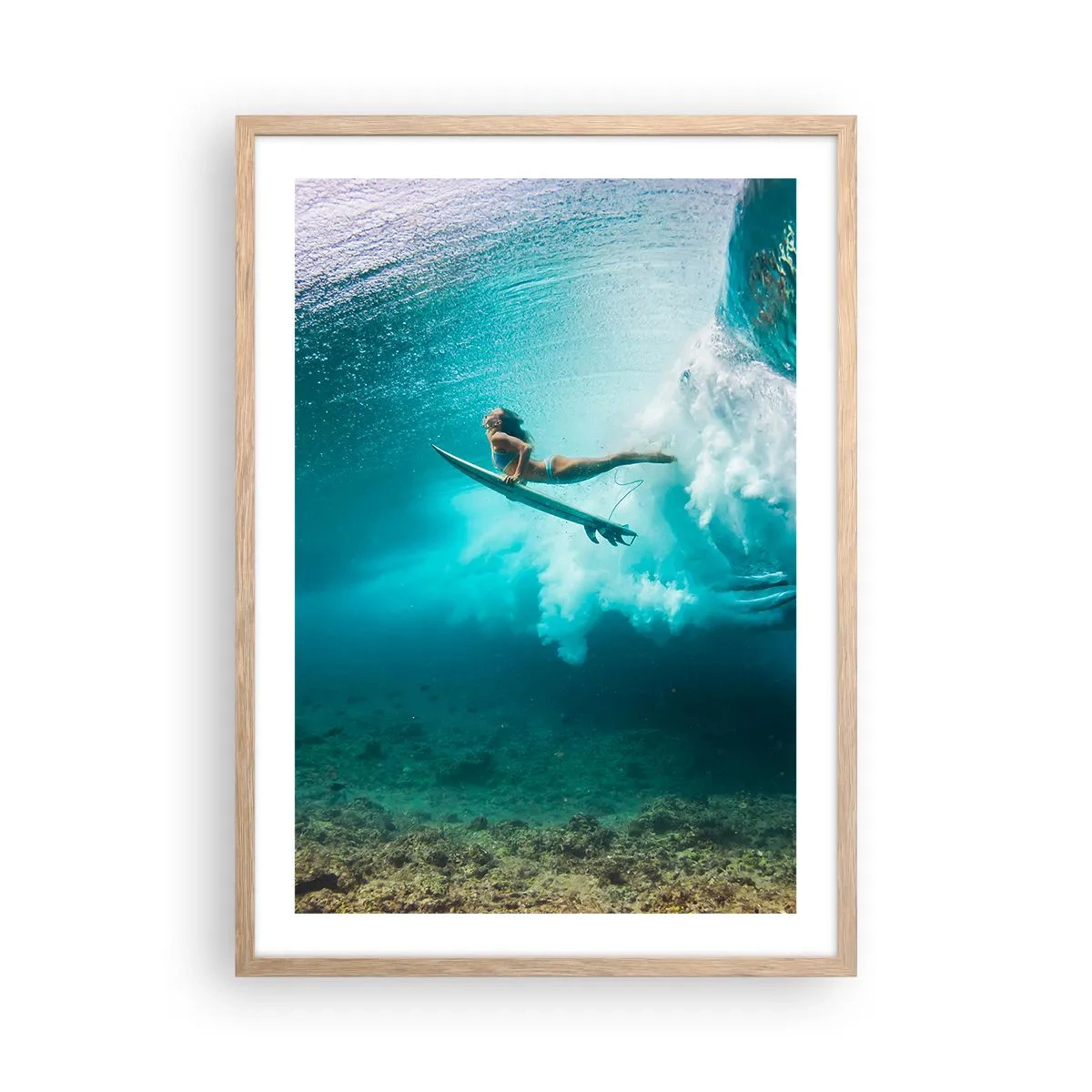 Poster in light oak frame - Undewater World - 50x70 cm