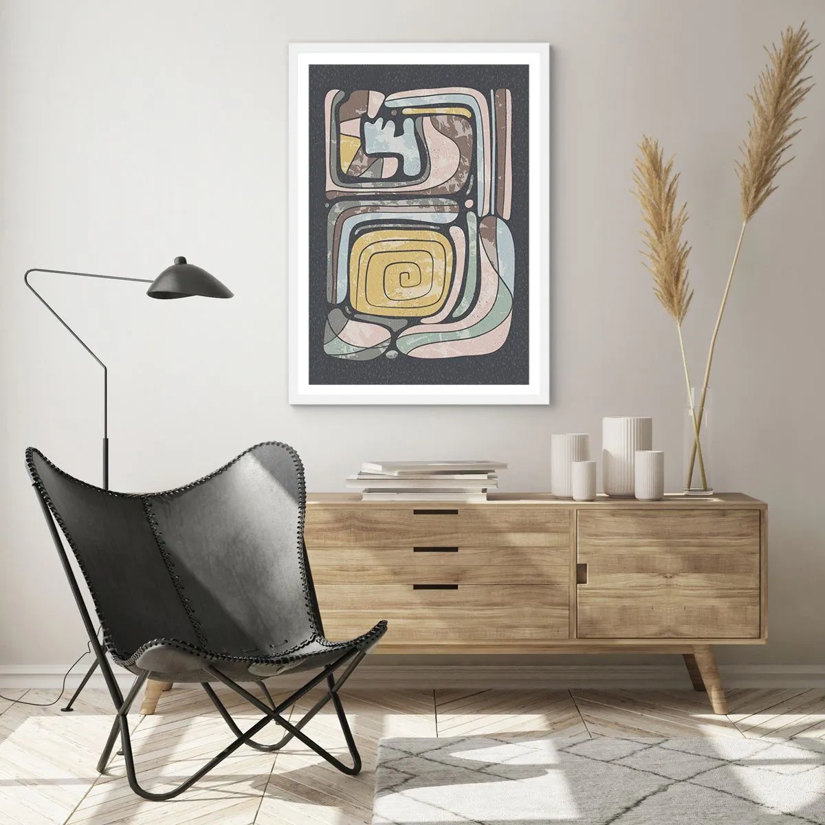 Poster in white frmae - Abstract in Precolumbian Style - 70x100 cm