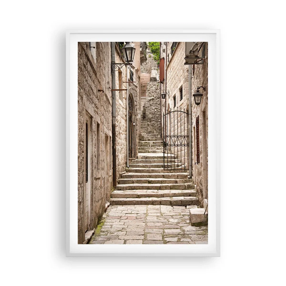 Poster in white frmae - Magical Old Alley - 61x91 cm