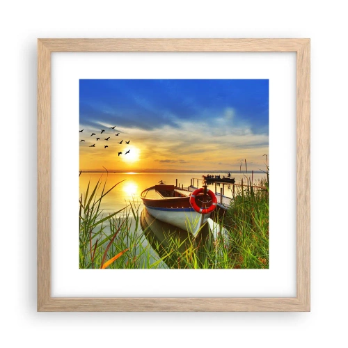 Poster in light oak frame - Cormorants Are Flying Away - 30x30 cm