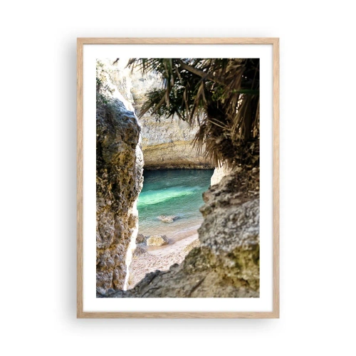Poster in light oak frame - Turquoise Bay - 50x70 cm