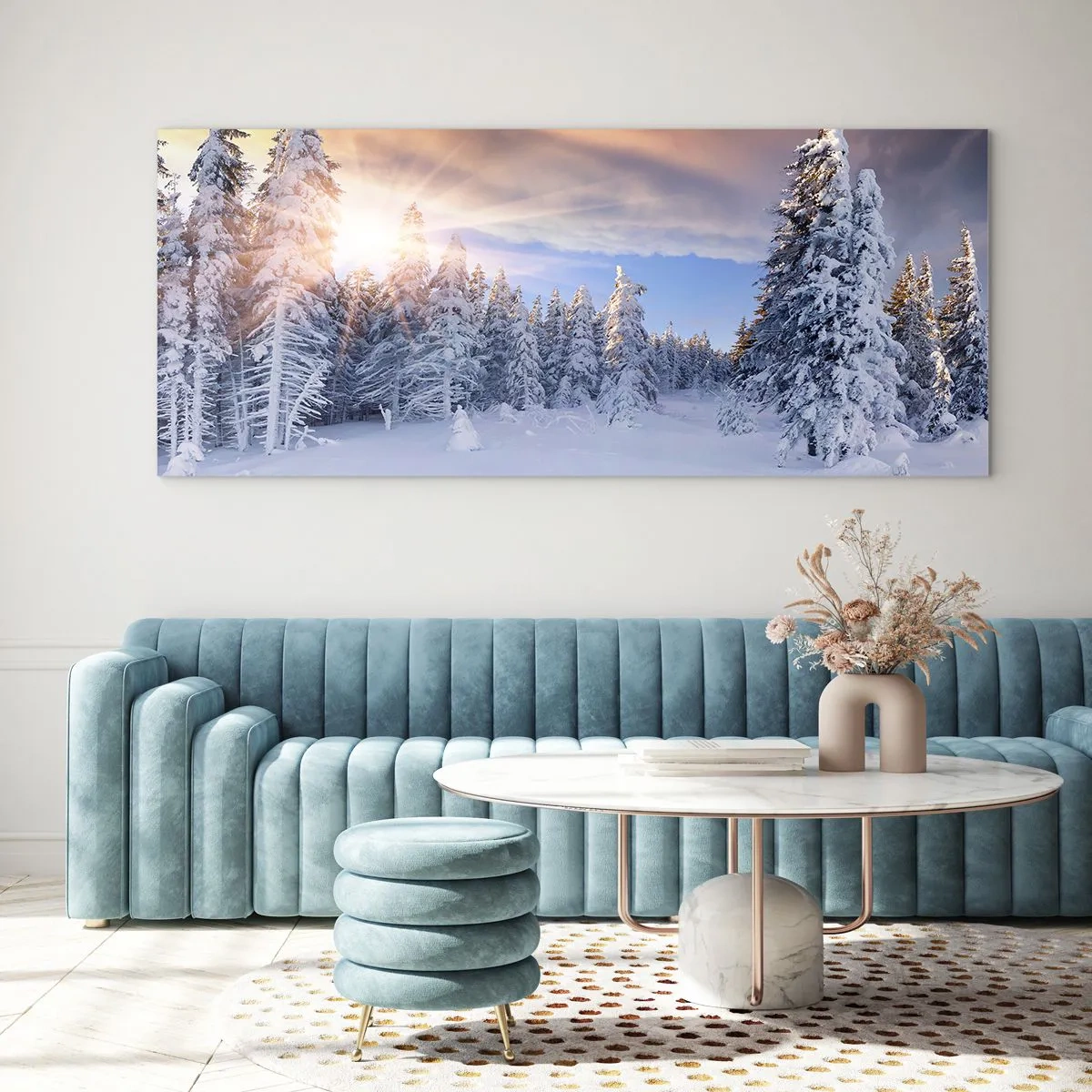 Glass picture - Snowy Spectacle of Nature - 120x50 cm