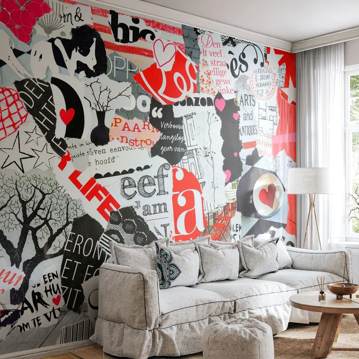 Custom Wallpaper Premium Canvas - Hipster's Collage - Graffiti, Mural, Vintage