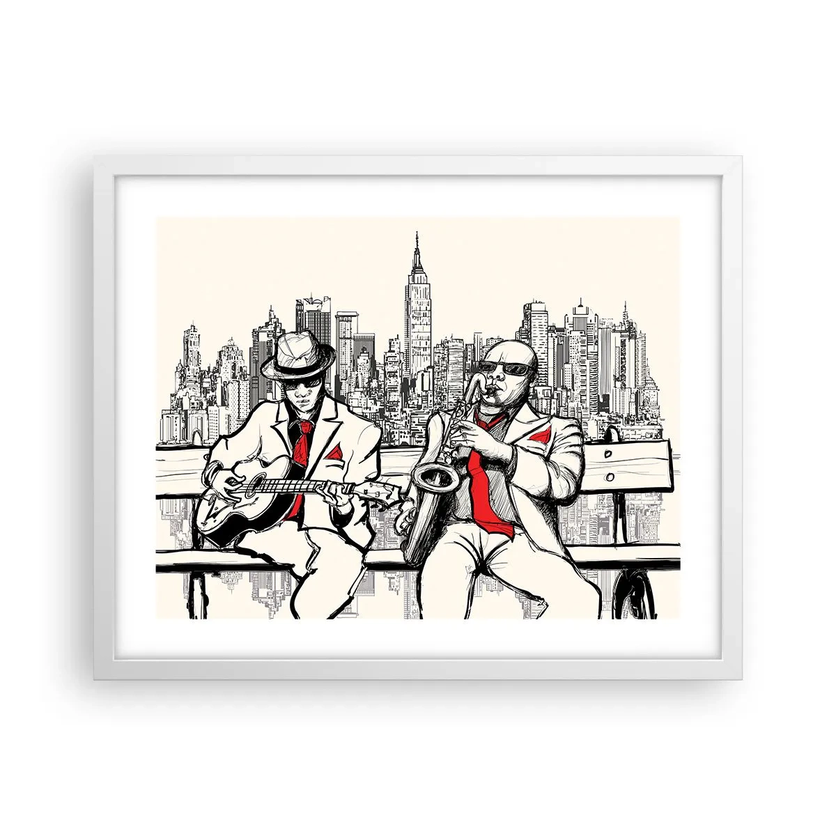 Poster in white frmae - New York Improvisation - 50x40 cm