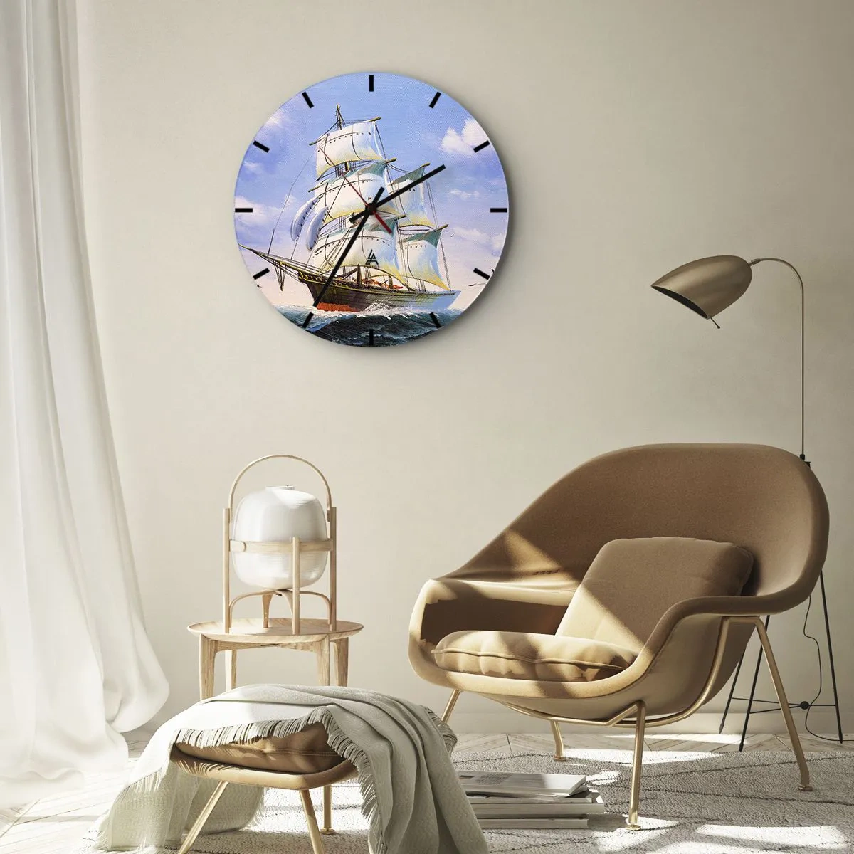 Wall clock - Clock on glass - Proudly with Wind - 40x40 cm