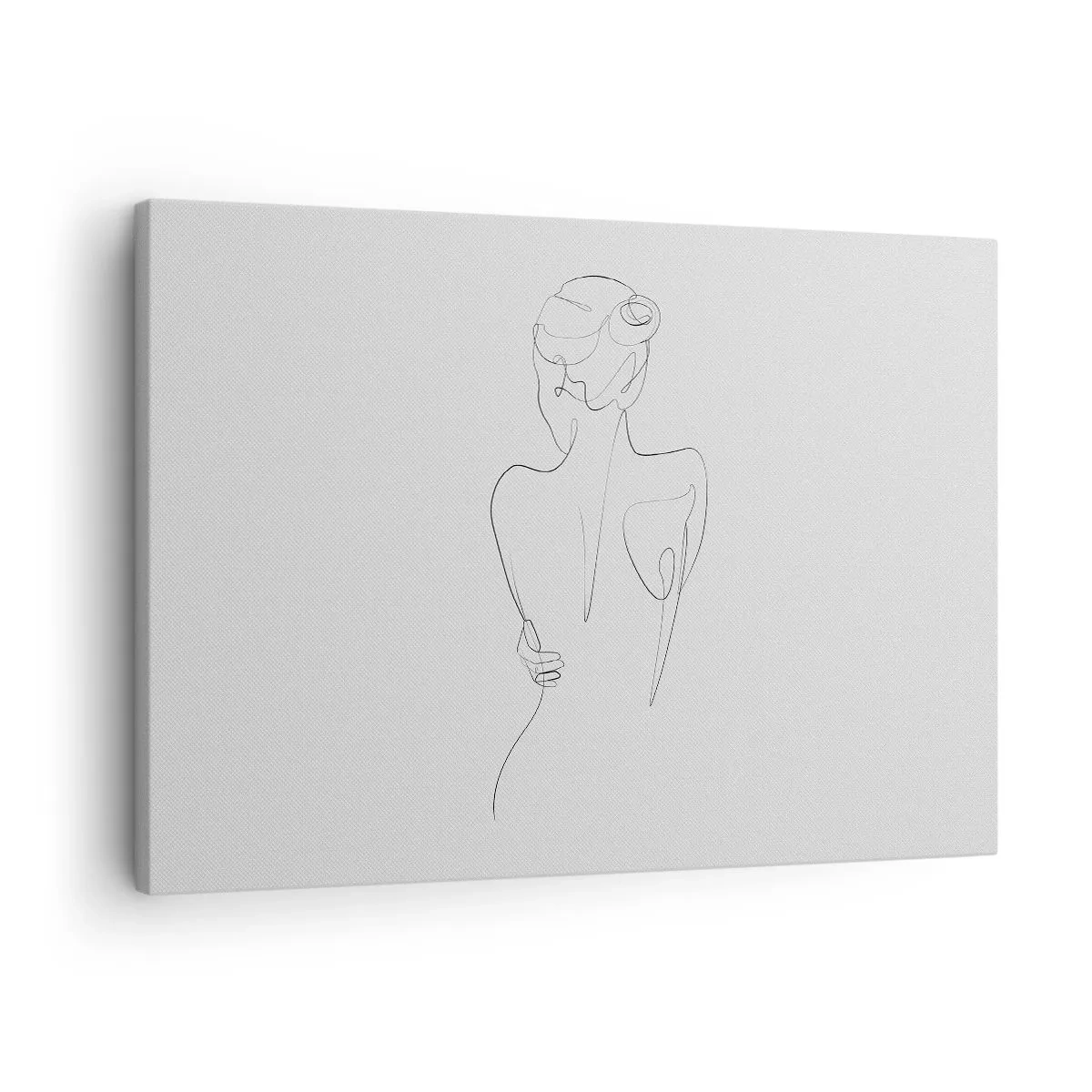 Canvas picture - A contour line showing a female silhouette against a light background - 70x50cm - Music of the Body - Modern wall decoration for the living room and bedroom ARTTOR