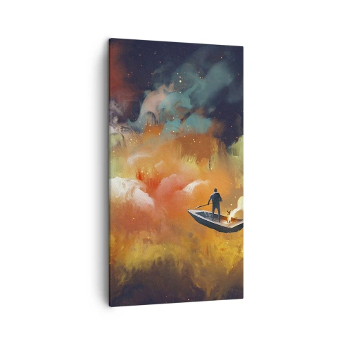 Canvas picture - Through the Galaxy in a Boat - 45x80 cm