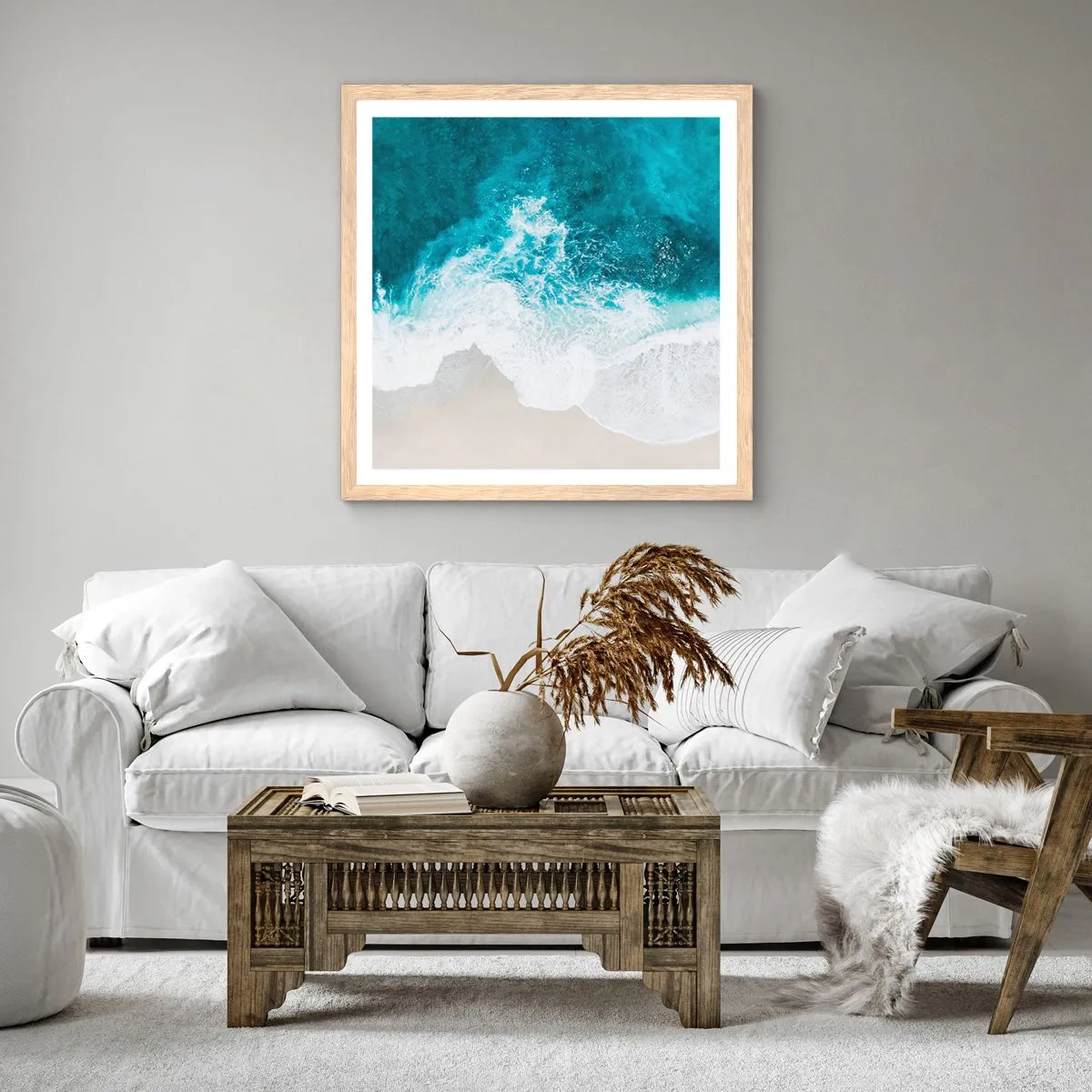 Poster in light oak frame - Natural Caress - 60x60 cm