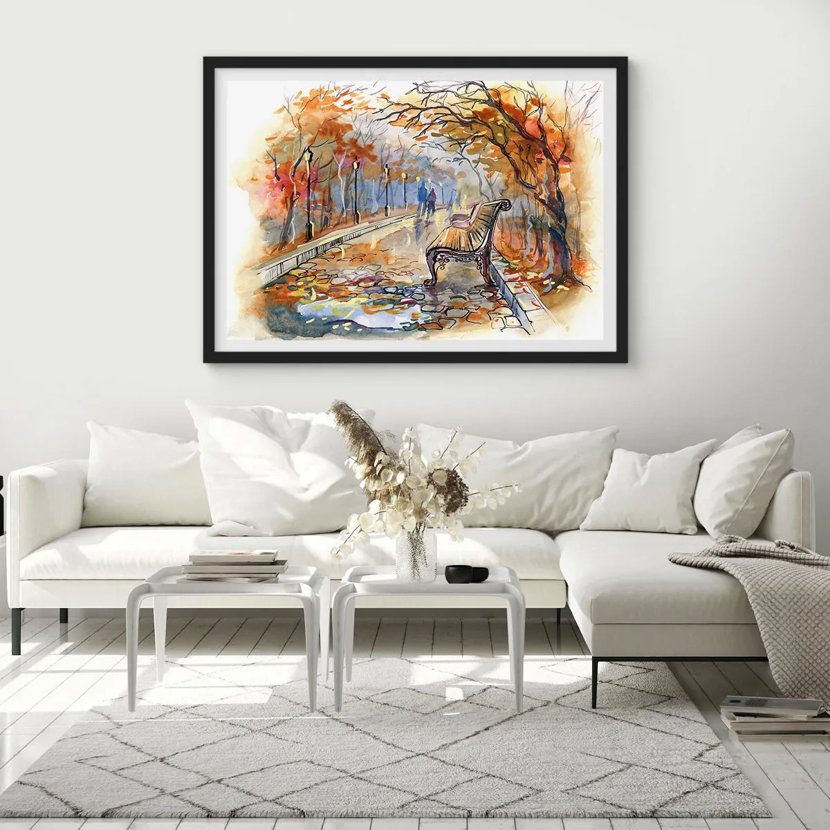 Poster in black frame - Walking together into Autumn - 91x61 cm