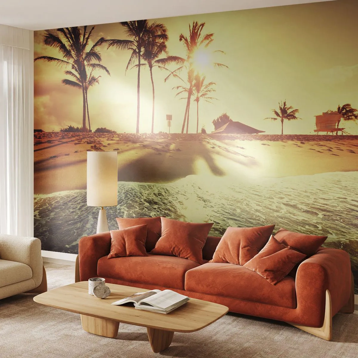 Photo Wallpaper Standard Eco - Californian Afternoon - Landscape, Beach, Coconut Palm - 400x280 cm