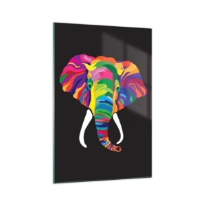 Glass picture - Elephant That Enjoyed Rainbow Bath - 70x100 cm