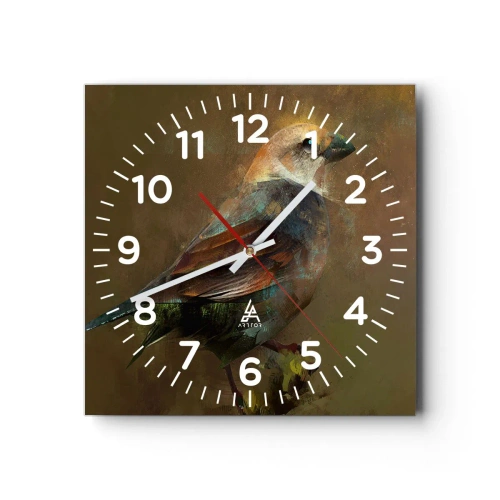 Wall clock - Clock on glass - Sparrow, a Little Birdy - 40x40 cm