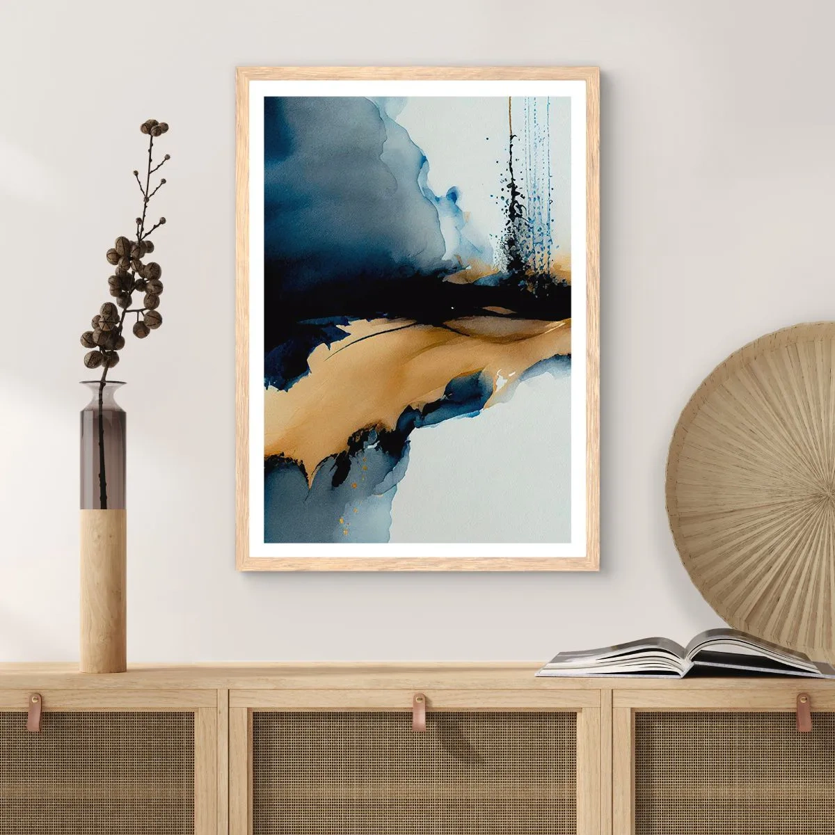 Poster in light oak frame - Behind the Curtain - 70x100 cm