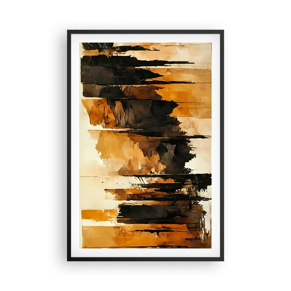 Poster in black frame - Harmony of Black and Gold - 61x91 cm