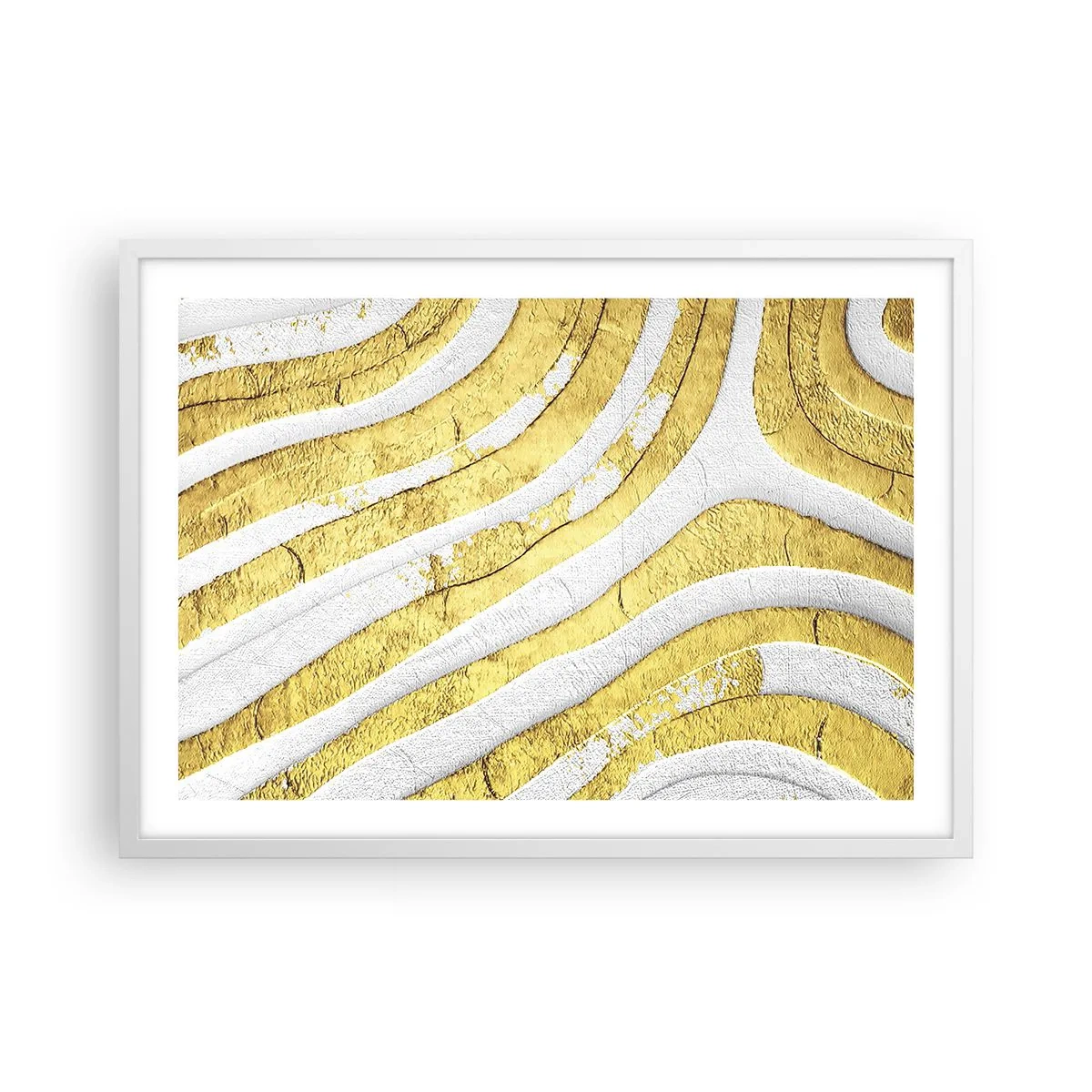 Poster in white frmae - Composition in White and Gold - 70x50 cm