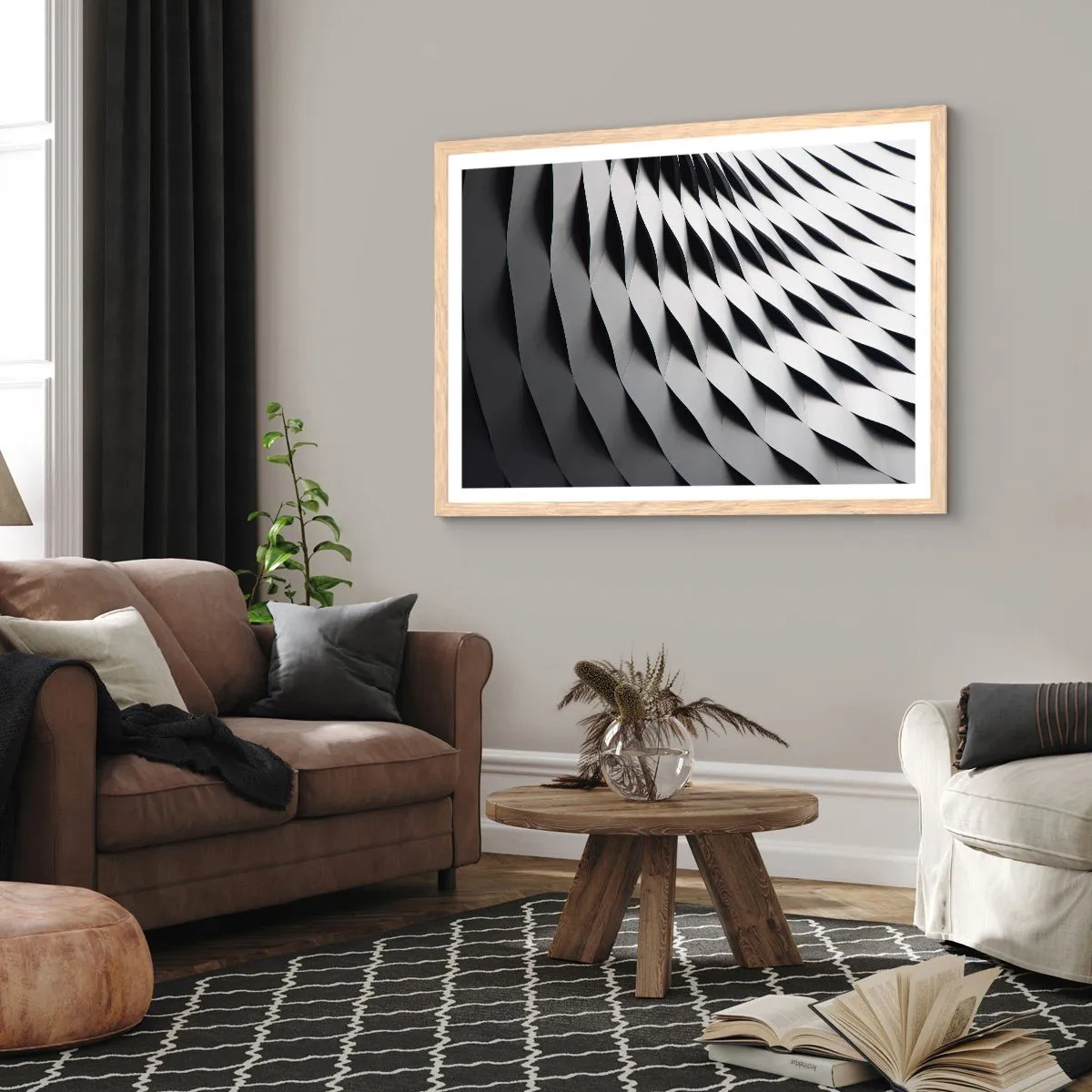 Poster in light oak frame - On the Surface of the Wave - 40x30 cm