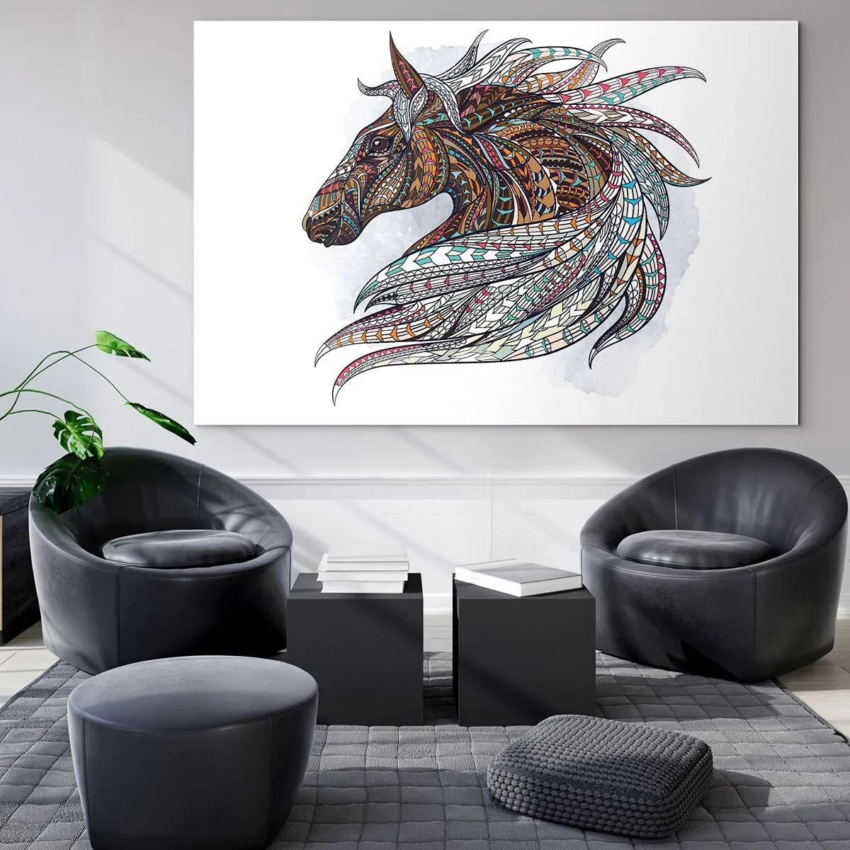 Glass picture - Horse of a Celtic Warrior - 100x70 cm