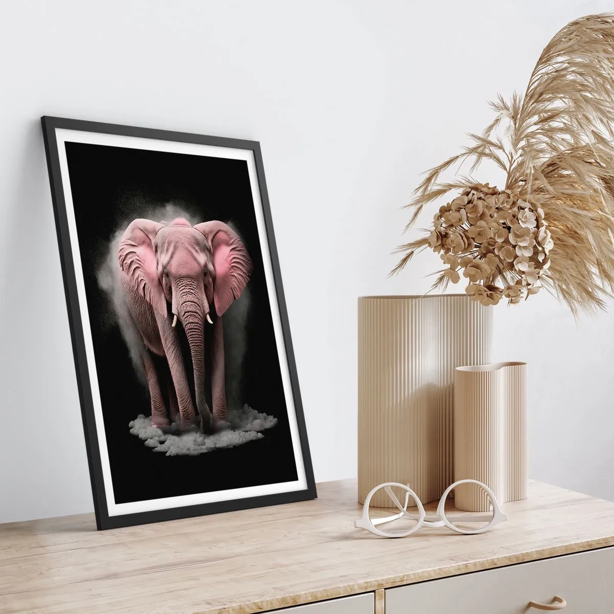 Poster in black frame - Don't Think About a Pink Elephant! - 40x50 cm