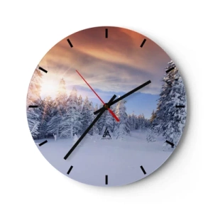 Wall clock - Clock on glass - Snowy Spectacle of Nature - 40x40 cm