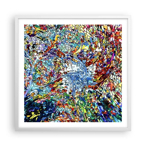 Poster in white frmae - Stained Glass with Drops - 60x60 cm