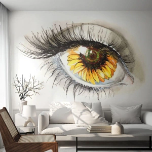 Photo Wallpaper Standard Eco - Eye with a sunflower motif in an artistic style - 100x70cm - Look Hot As a Summer - Modern wall decoration for the living room and bedroom ARTTOR
