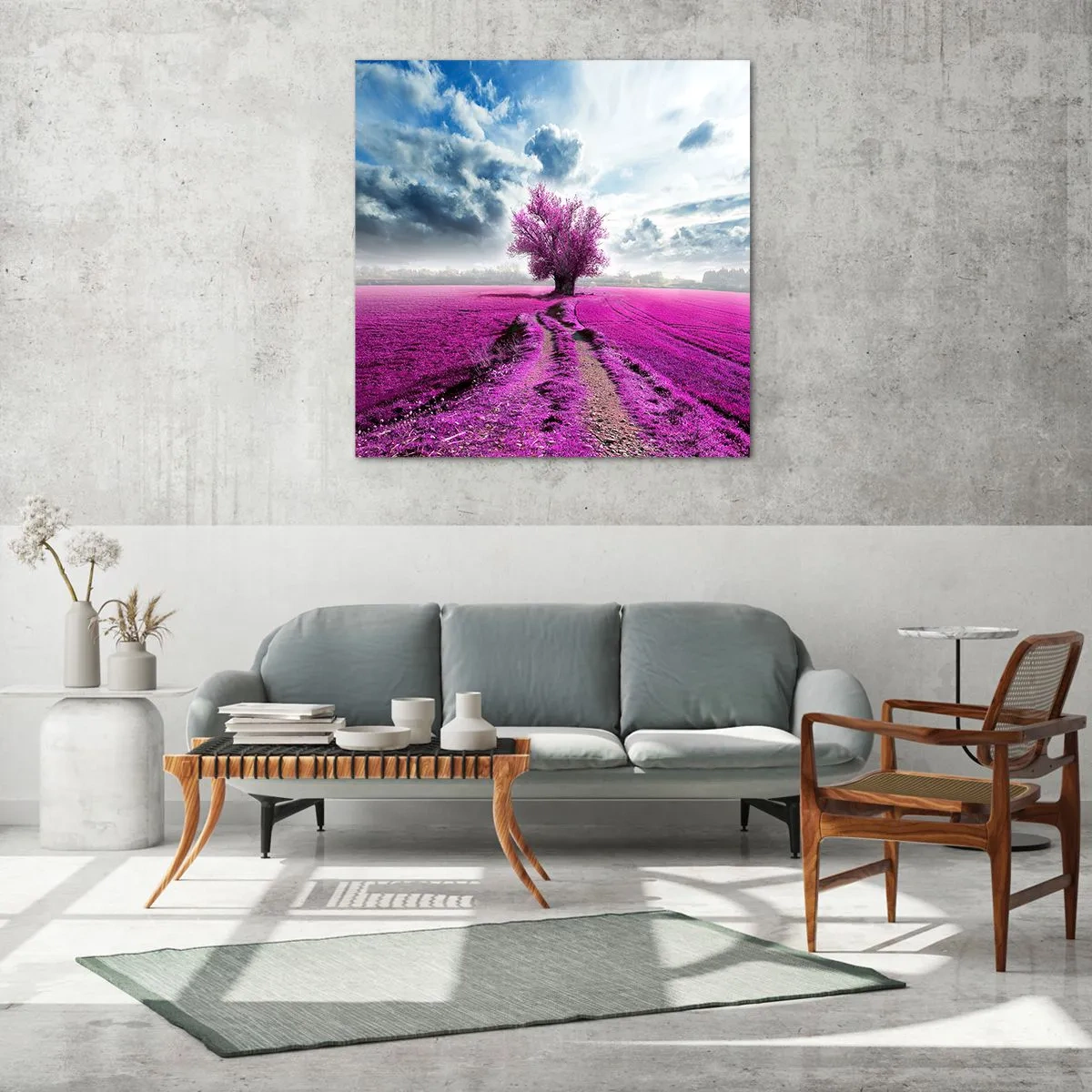 Glass picture - Heathland Charm - 60x60 cm