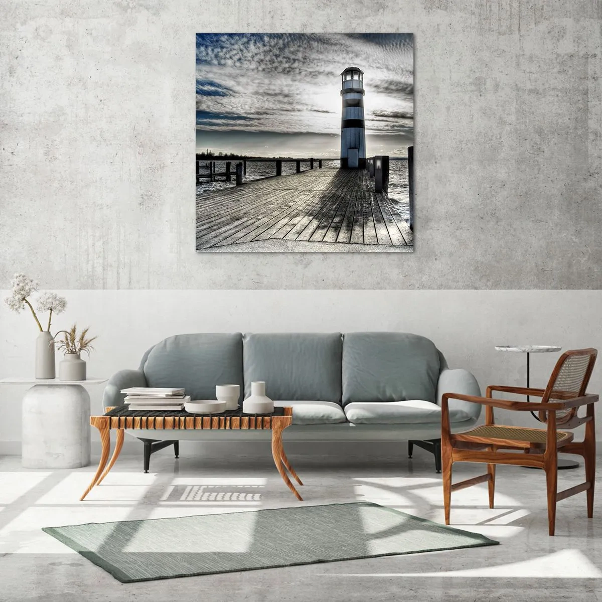 Glass picture - Sailors, I am Waiting for You - 60x60 cm