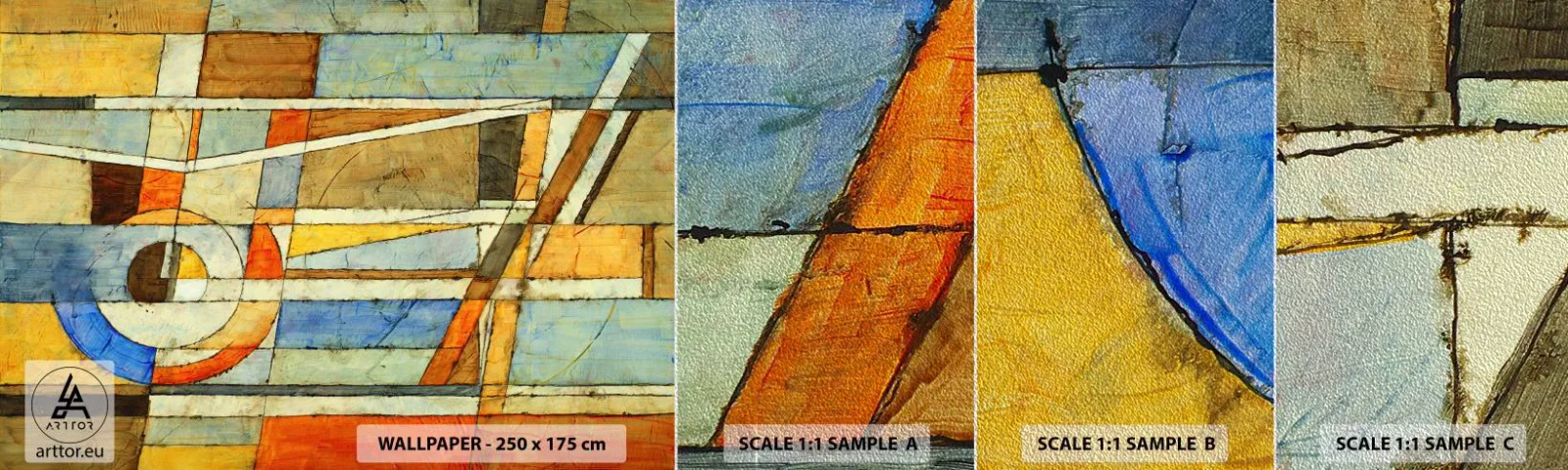 Photo Wallpaper Sample Premium Sand - Cubism on a Construction Site - Abstraction, Piece, Graphics - 100x30 cm