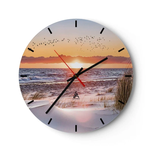 Wall clock - Clock on glass - Horizontal Landscape - 40x40 cm