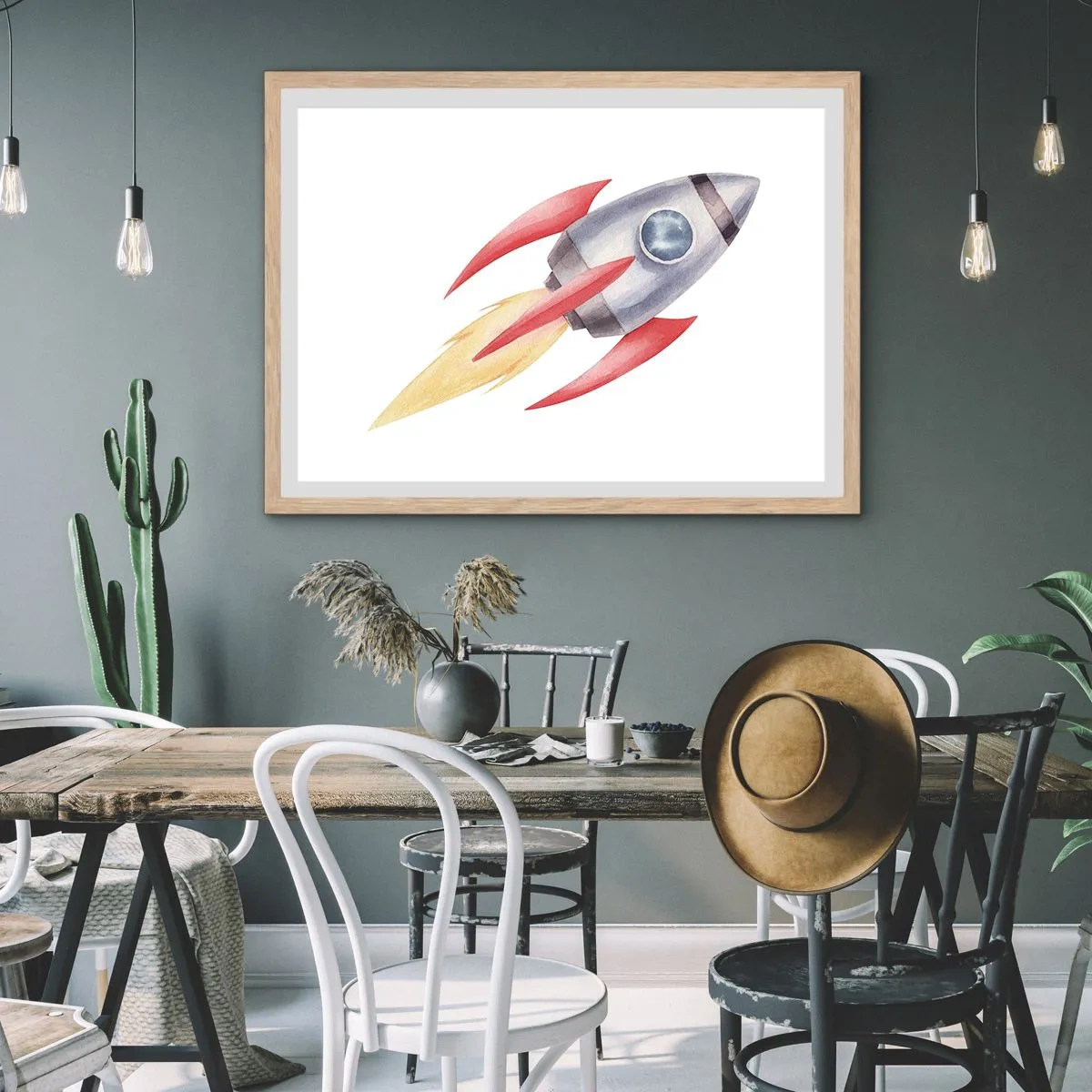 Poster in light oak frame - Higher, Faster, Further - 91x61 cm