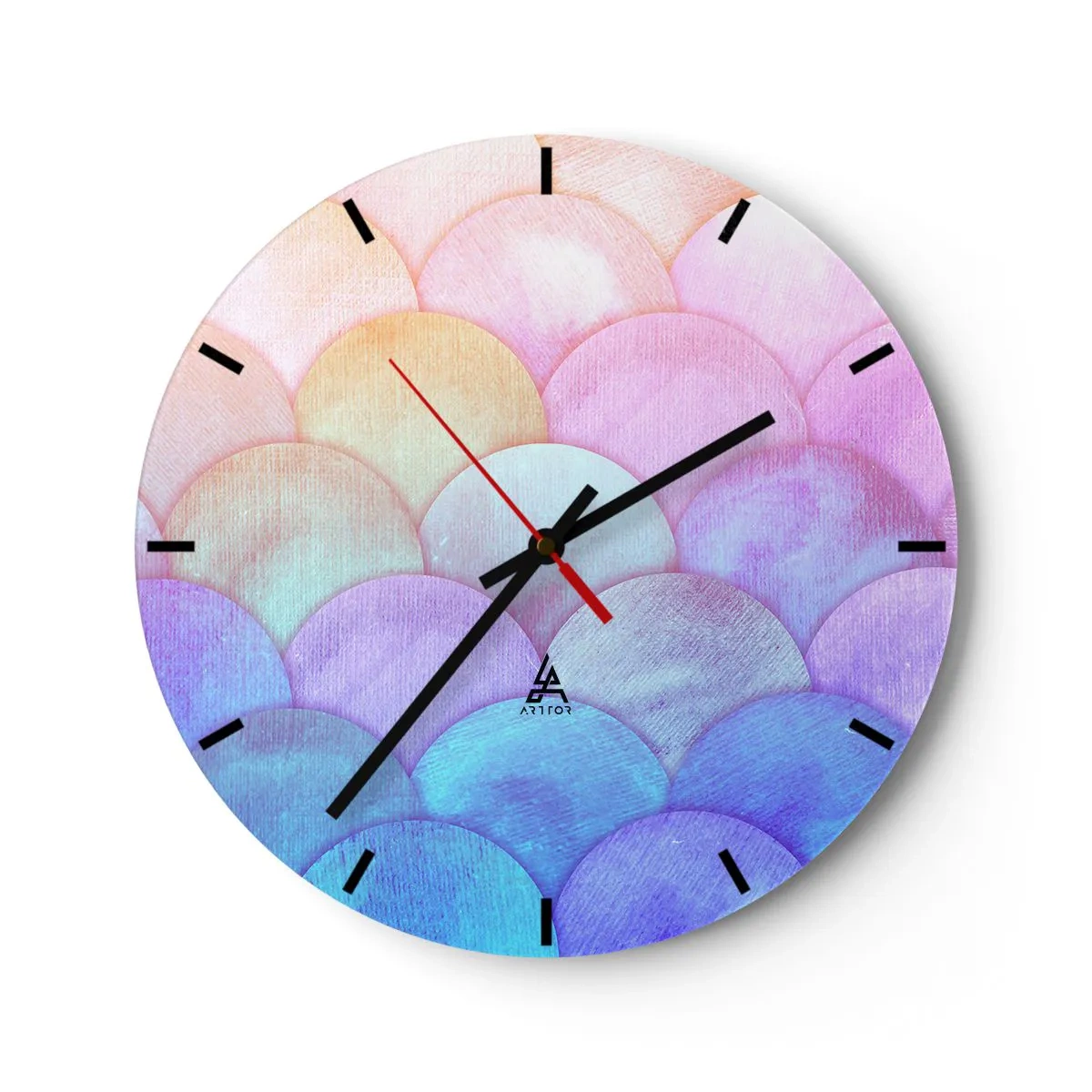 Wall clock - Clock on glass - Pearl Scale - 40x40 cm