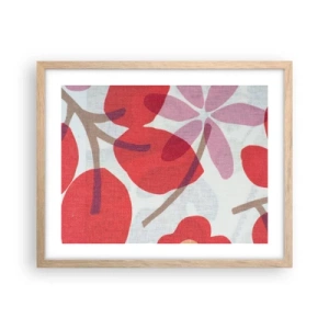 Poster in light oak frame - Flower Composition in Pink - 50x40 cm