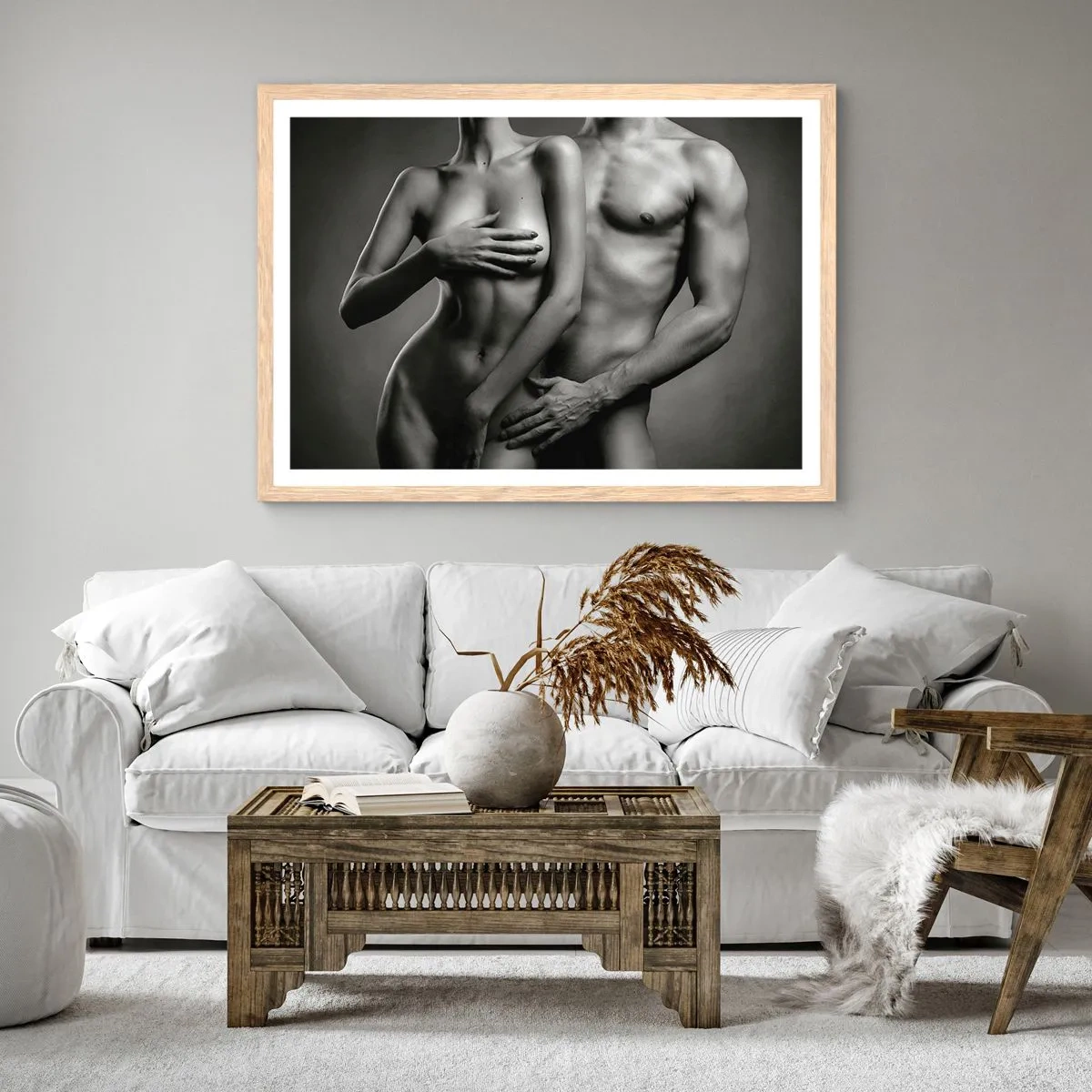 Poster in light oak frame - Adam and Eve - 91x61 cm