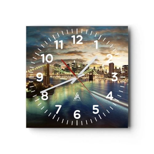 Wall clock - Clock on glass - Starry Night over Manhattan - 40x40 cm