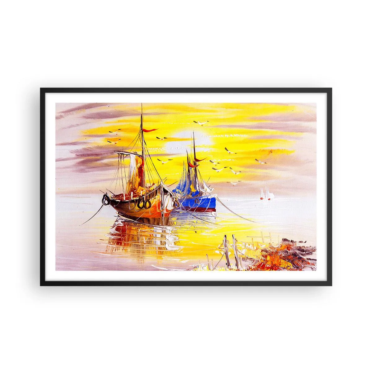 Poster in black frame - Deserved Rest in Port - 91x61 cm