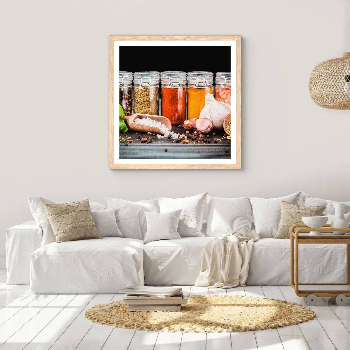 Poster in light oak frame - Spicing Up Life - 50x50 cm