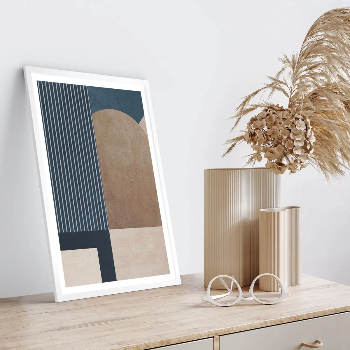 Poster in white frmae - Composition of Simplicity and Curvature - 40x50 cm
