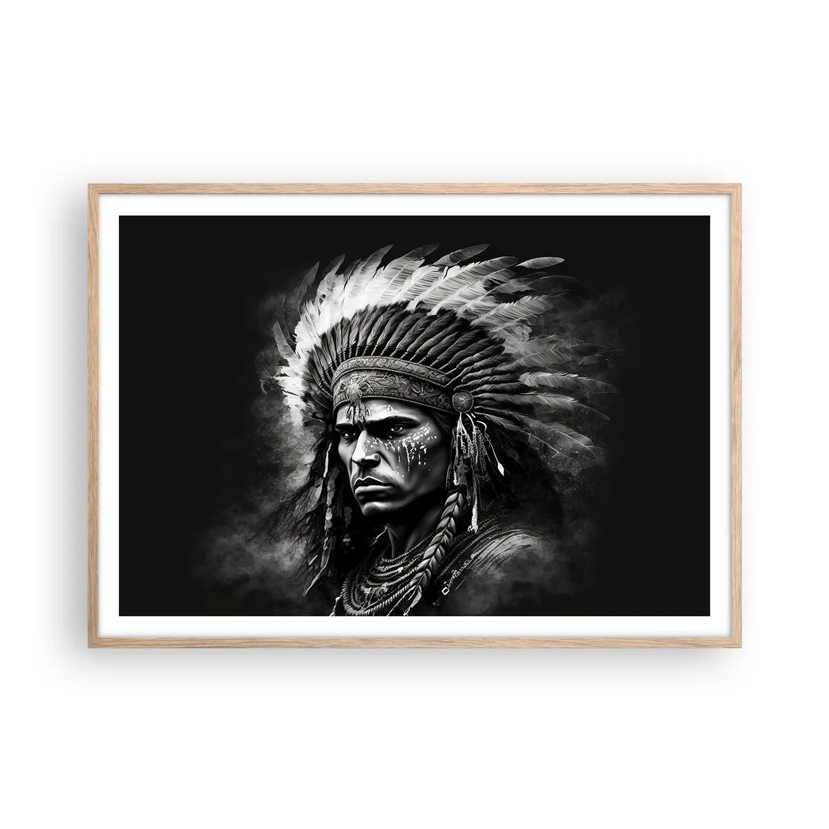 Poster in light oak frame - Chief and Warrior - 100x70 cm