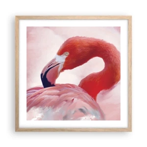 Poster in light oak frame - Bird Look - 50x50 cm
