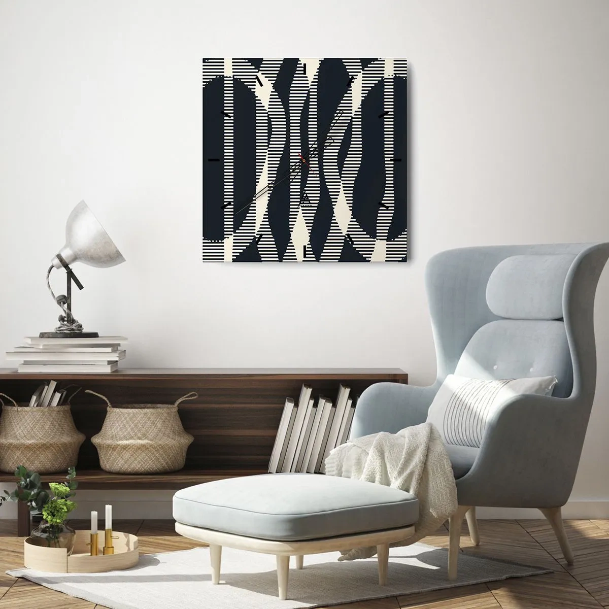 Wall clock - Clock on glass - Attempt at Breaking Darkness - 30x30 cm