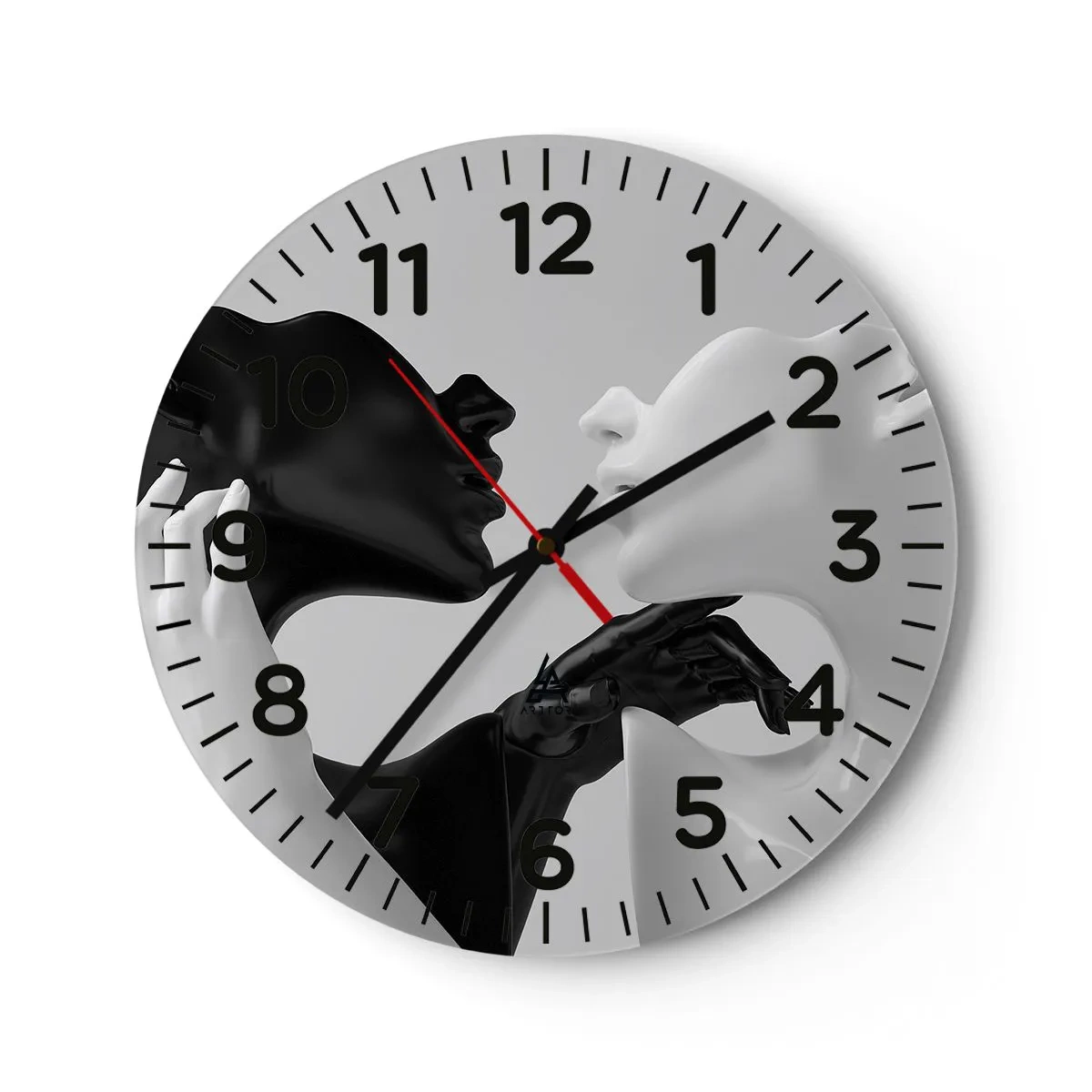 Wall clock - Clock on glass - Attraction - Desire - 30x30 cm