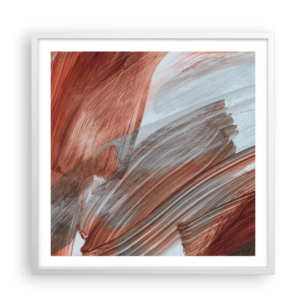 Poster in white frmae - Autumnal and Windy Abstract - 60x60 cm